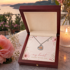 My heart walks with you Mum & Bub necklace