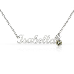 Birth Gemstone Classic Style Name Necklace