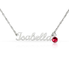 Birth Gemstone Classic Style Name Necklace