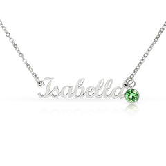 Birth Gemstone Classic Style Name Necklace