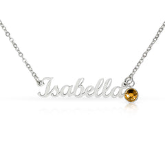 Birth Gemstone Classic Style Name Necklace