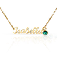 Birth Gemstone Classic Style Name Necklace