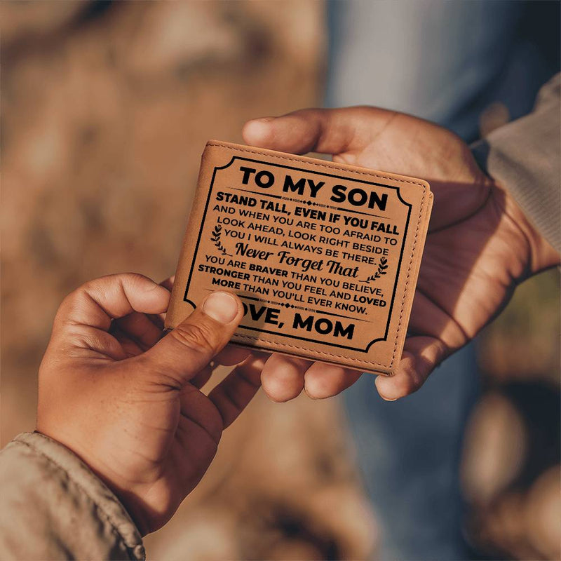 To My Son Stand Tall (Black) â€“ Leather Wallet