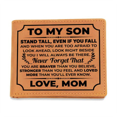 To My Son Stand Tall (Black) â€“ Leather Wallet