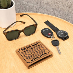 To My Son Stand Tall (Black) â€“ Leather Wallet