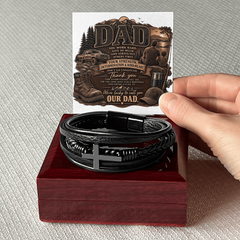 Dad Leather Cross Bracelet - Our Dad