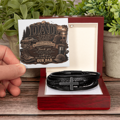 Dad Leather Cross Bracelet - Our Dad