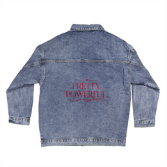 PRETTY. POWERFUL. Women's oversized denim jacket Maroon