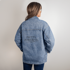 PRETTY. POWERFUL. Women oversized denim jacket black