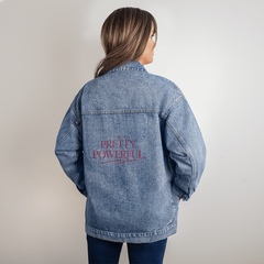 PRETTY. POWERFUL. Women's oversized denim jacket Maroon