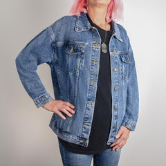 PRETTY. POWERFUL. Women oversized denim jacket black