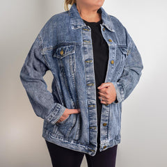 PRETTY. POWERFUL. Women oversized denim jacket black
