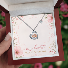 My heart walks with you Mum & Bub necklace