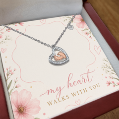 My heart walks with you Mum & Bub necklace