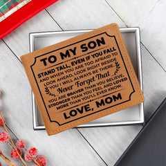 To My Son Stand Tall (Black) â€“ Leather Wallet